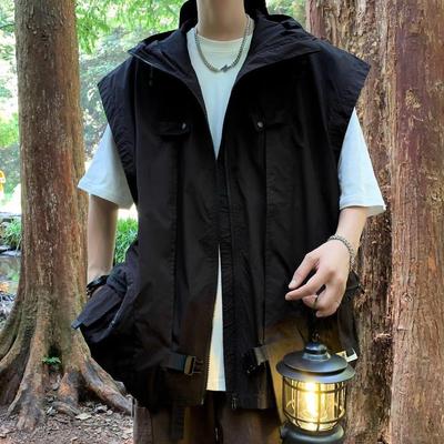 Chaleco con Capucha Ligero de Verano Unisex - Estilo Hong Kong, Inspiración Japonesa, Corte Holgado