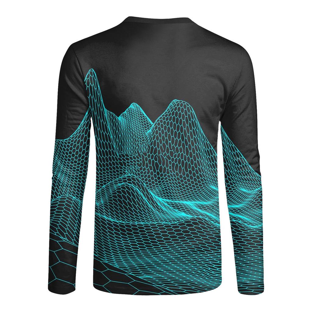 Men's Fashion Casual Printed Long Sleeve O-Neck Shirts Tops Blouse
