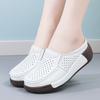 Ladies Platform Loafers Casual Elegant Leather Sandals Clog Slippers Backless Mules Women Thick Sole Height Increase Shake Shoe