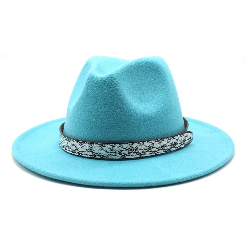 Seasonal White Big Eaves Hat Flat Edge Top Hat Men'S And Women'S Woolen Jazz Hat Lmn173