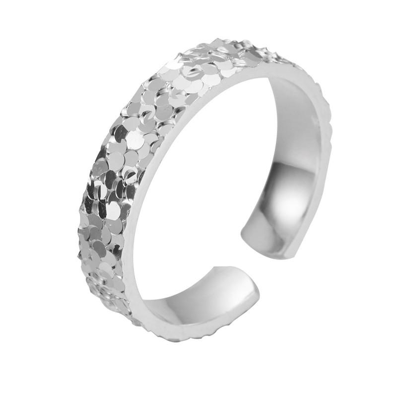 Adjustable Hammered Texture Geometric Couple Ring Men Women 99 Polished Minimalist Fashion Jewelry