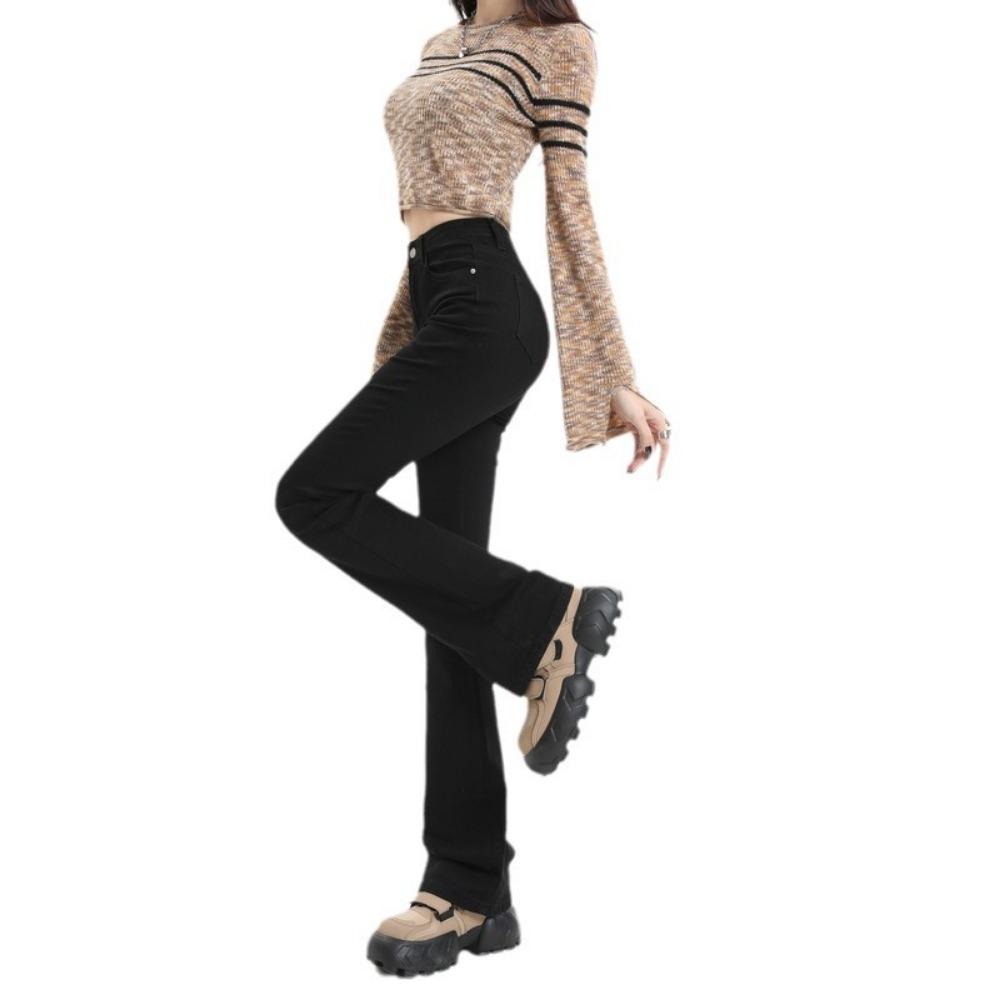 Fashion Flared Pants Women's Spring and Autumn New Korean Version of High Waist, Thin and Versatile Casual Small Micro-pull Jeans