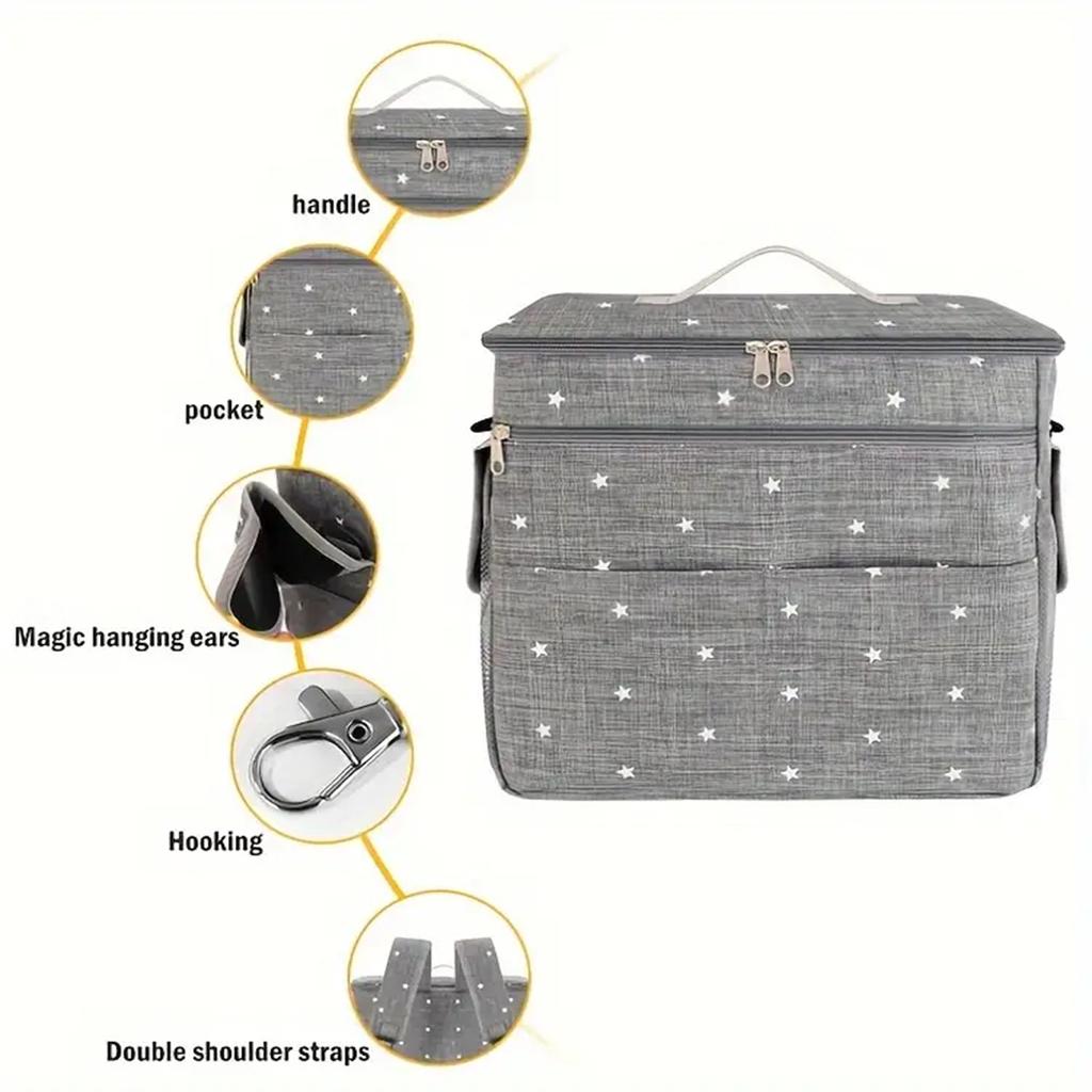 Universal Stroller Organizer,Waterproof Diaper Bag, Stroller Caddy Organizer with Cup Holder Shoulder Strap,Backpack,Mom Handbag