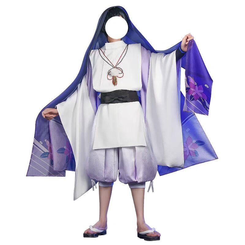 Genshin Impact Scaramouche Costume Cosplay Parrucca Capelli Blu Scuro Wanderer Story Kimono Completi Uniforme Genshin Costumi Cosplay
