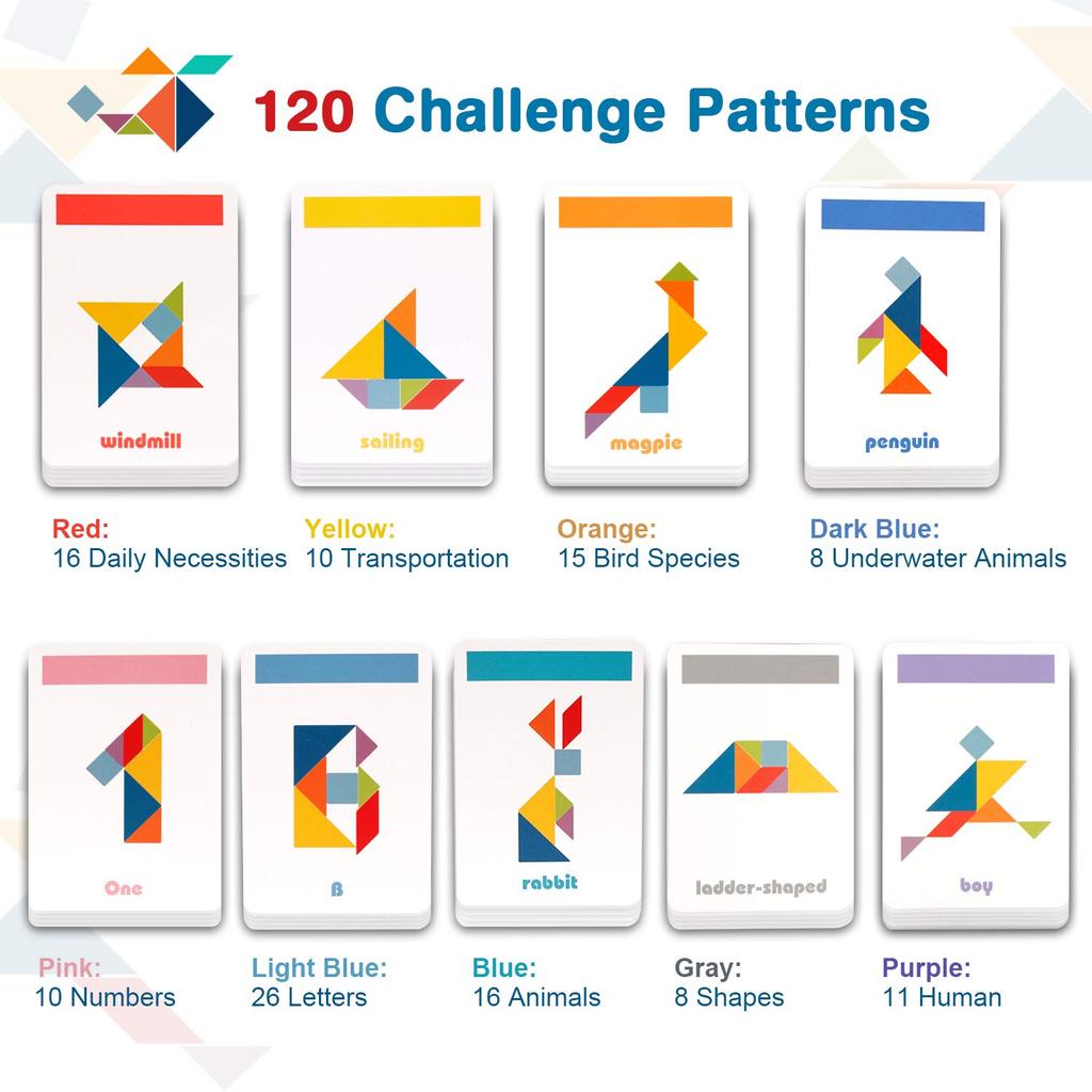 Wooden Kids Puzzle Toys Montessori Preschool Education Tangram Game Building Blocks Learning Puzzle Game Children Gifts Toy