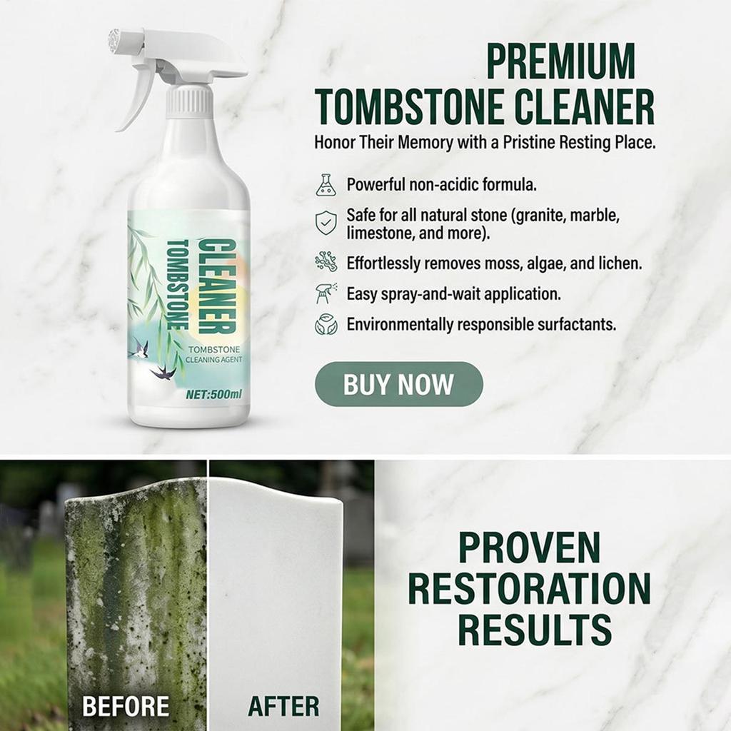 Grave Stone Cleaner Cleaning Rust Stain Remover 500ml Tombstone Cleaner Solution Spray for Outdoor Cemetery Home Kitchen Living