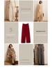 Women's High Waist Wide Leg Cashmere Pants - Floor-Length, Elastic Waist, Urban Fall/Winter Style