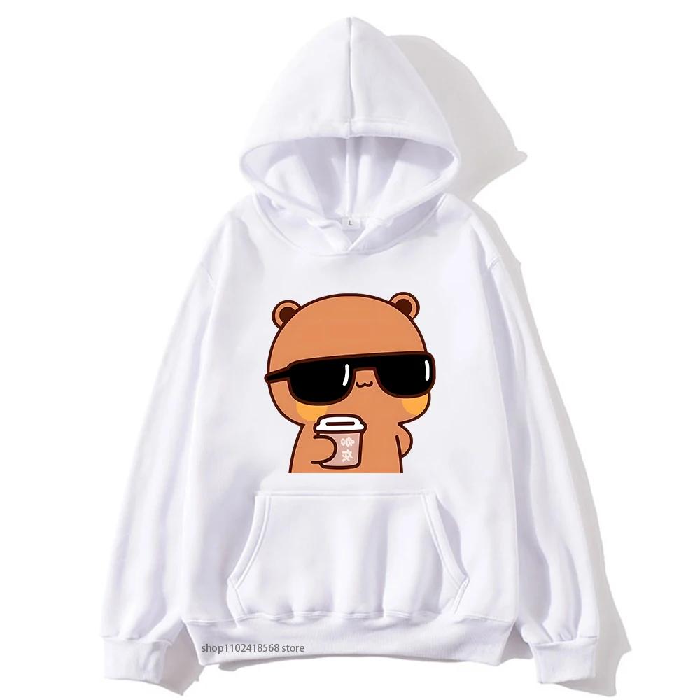 Paar Hoodies Bubu schaut Film mit Dudu Übergröße Sweatshirt Cartoon Kawaii Print Pullover Harajuku Männer Frauen Sudaderas