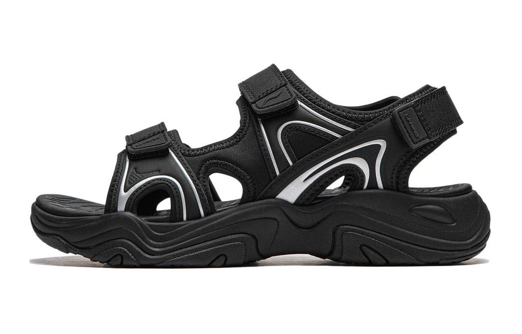 Li Ning YOUNG KOKO Comfortable Slip Resistant Abrasion Resistant Children's Sandals Black Teenagers YKUU022-1