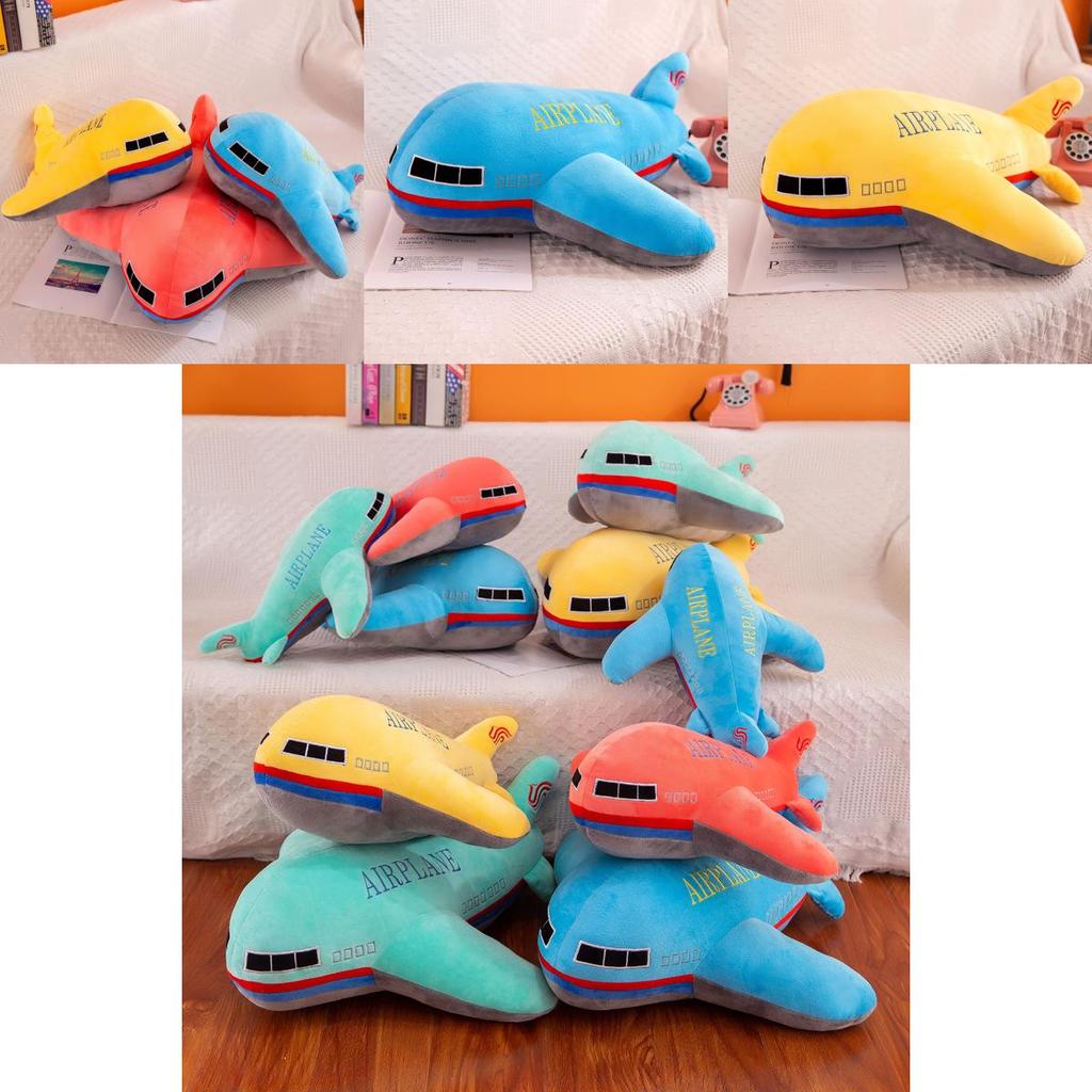 Plush Airplane Toy Soft Crystal Fabric Stuffed Toy Cartoon Airplane Pillow