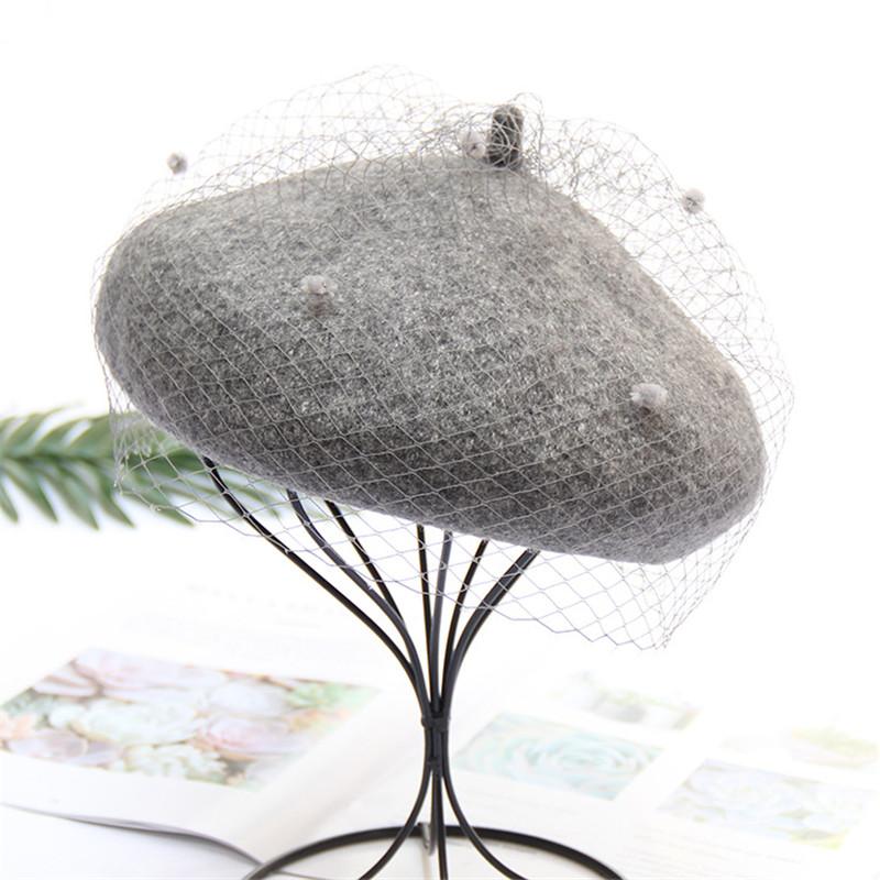 Hat Soft USPOP Women's Hats Winter Thick Wool Berets Adjustable Size Solid Color Vintage Mesh Yarn Beret Hat
