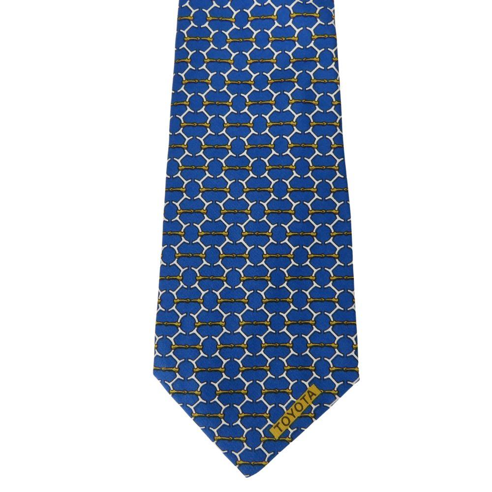 Used HERMES Tie Toyota Limited Edition Silk Blue Gold Business