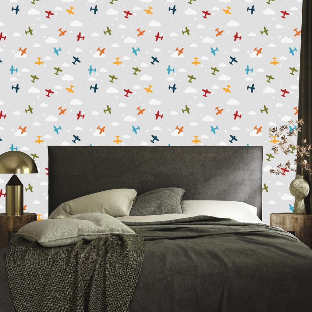 Wallpaper Colorful airplanes from the clouds for the living room and bedroom 50x1000