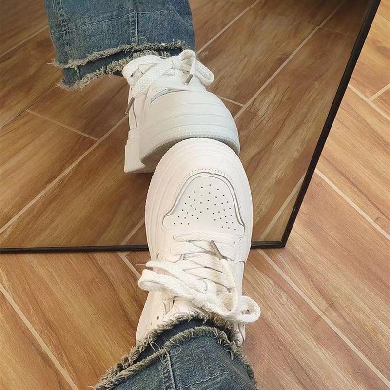 Women's Trendy Platform White Sneakers - Height-Boosting, Casual, All-Match, Campus Style, Spring Collection