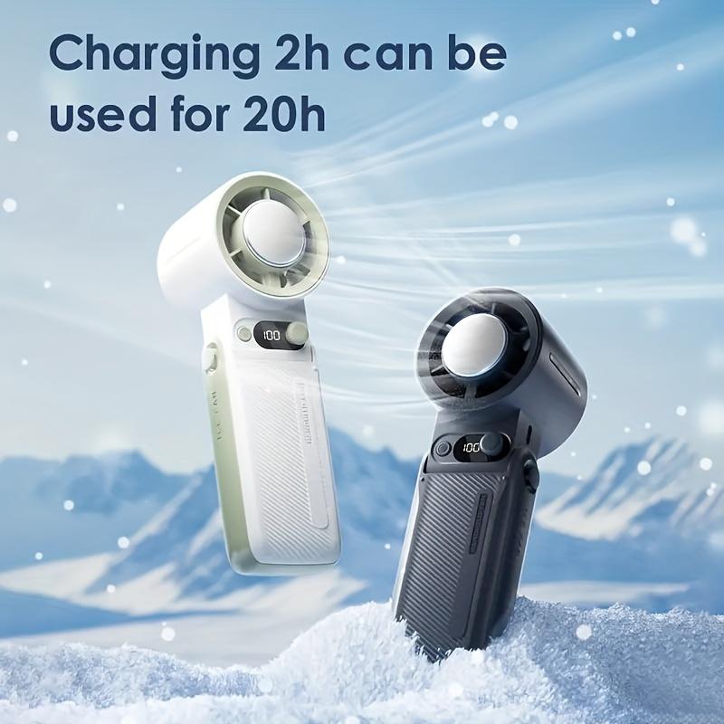 Portable Electric Fan, Rechargeable Handheld Fan, 6000mAh, with Ice Pack, 199 Speed Handheld Turbo Fan, with Digital Display Screen Quiet,