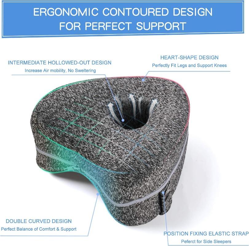 Memory Cotton Leg Pillow Hollow Heart Pregnancy Side Sleeper Sciatica Orthopedic Sciatica Back Hip Relief Pillow For Bed, Sofa