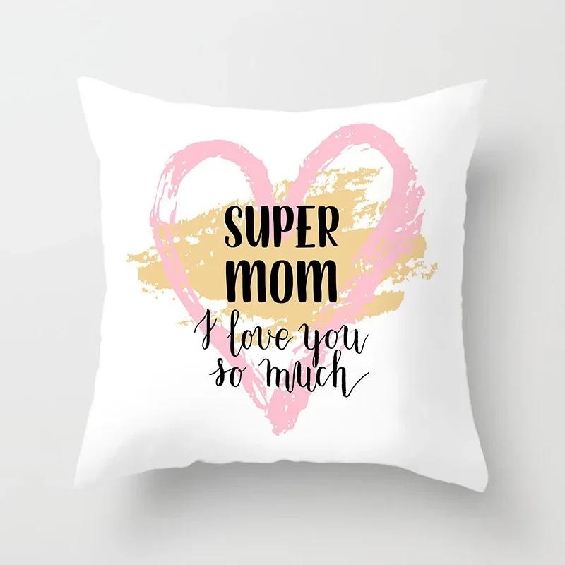 

Чехол на декоративную подушку ко Дню матери для дивана, наволочка, домашний декор, полиэстеровый чехол на подушку, подарок для мамы, Housse De Coussin 66x66cm
