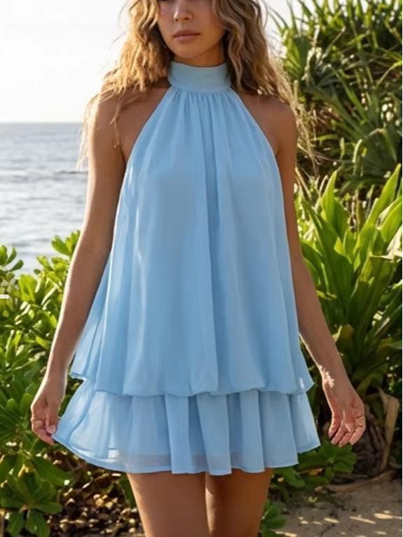 Chiffon Halter Autumn 2025 Sexy Beach Dress for Women