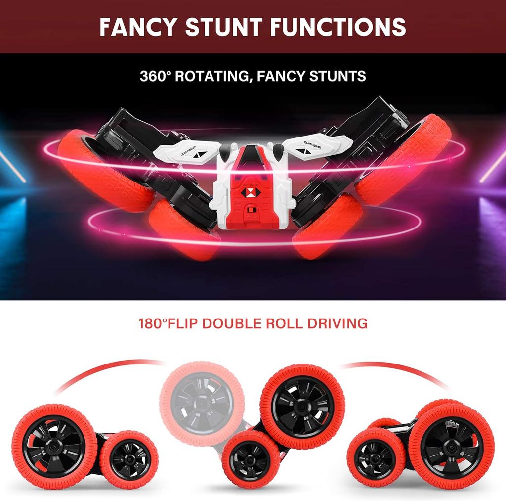 Remote Control Car, Double Sided RC Car, 4WD Off-Road Stunt Car with 360° Flips, 2.4Ghz Indoor/Outdoor