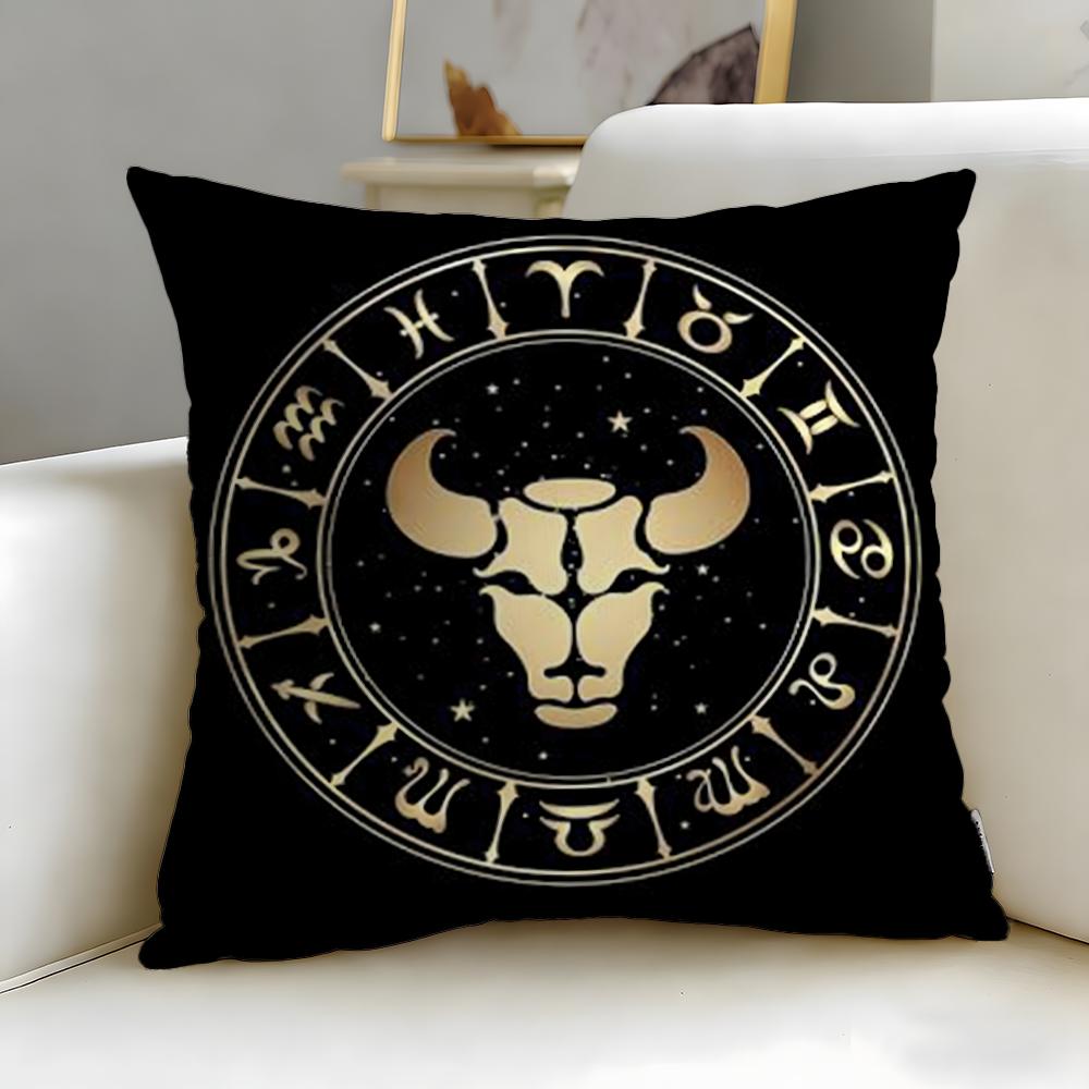 classic theme Twelve Constellation Cushion Cover Soft & Easy-Wash Pillow Case – Versatile for Couch, Bed, Travel and Office