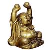 Vintage Lachende Buddha Statue aus massivem Messingmetall: Bote des Wissens und des Reichtums - Als Heimdeko-Prunkstück für Feng-Shui verwenden, Goldene Oberfläche