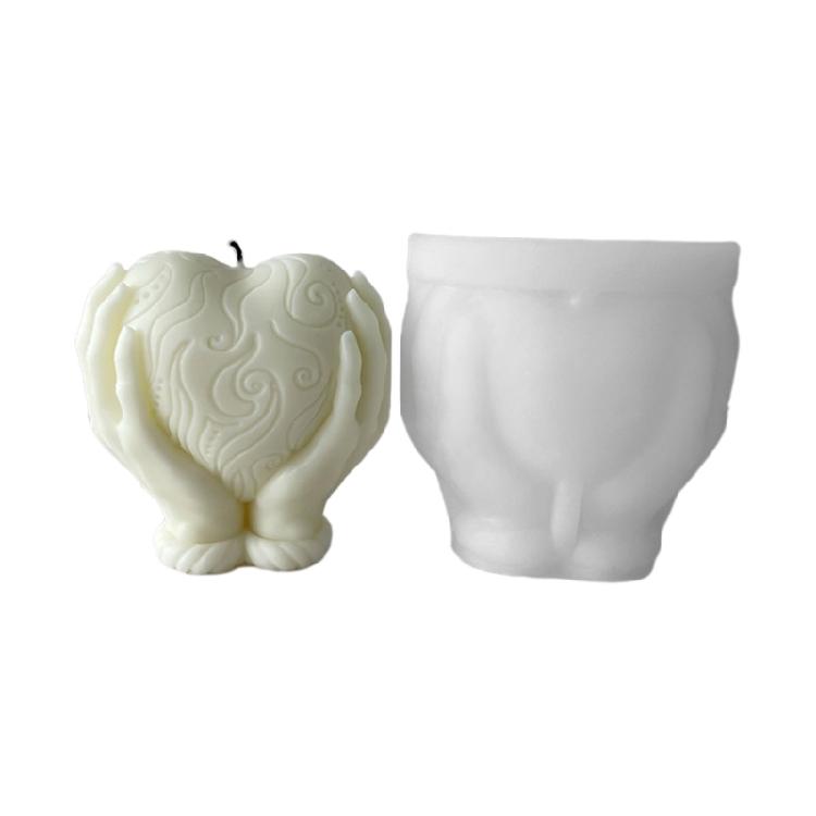 

Holding Heart Silicone Candle Mold Chocolate Ice Cube Mould Home Decorations DIY 1