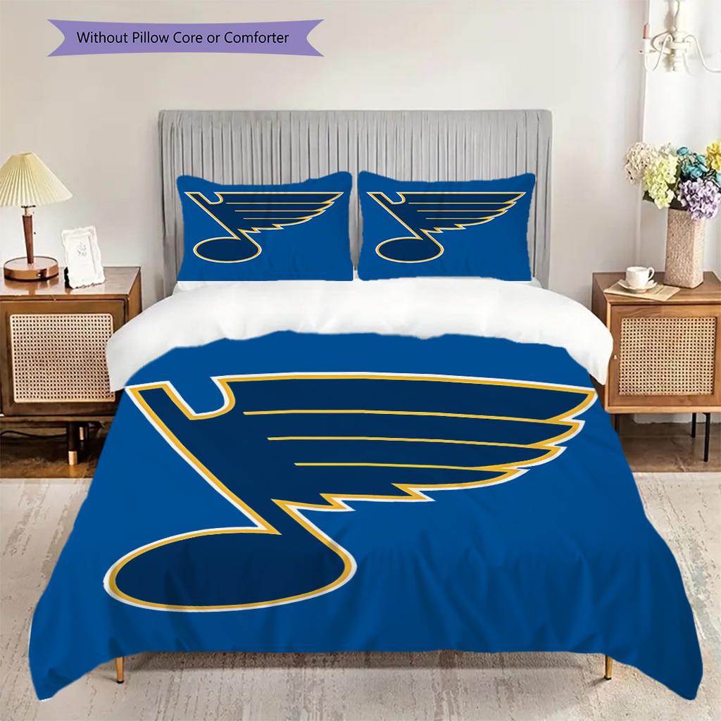St. Louis Blues Pattern Bedding Quilt Set Quilt Cover Pillowcase Home Decoration Birthday Gift (1 * duvet cover + 2 * pillowcase, without core)