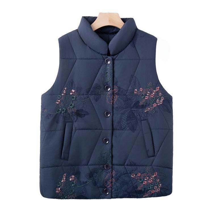 

Middle-aged and Elderly Women s Cotton Vests, Women s Winter Jackets, New Mothers Autumn and Winter Cotton Vests, Elderly Women s Tops 5XL синий