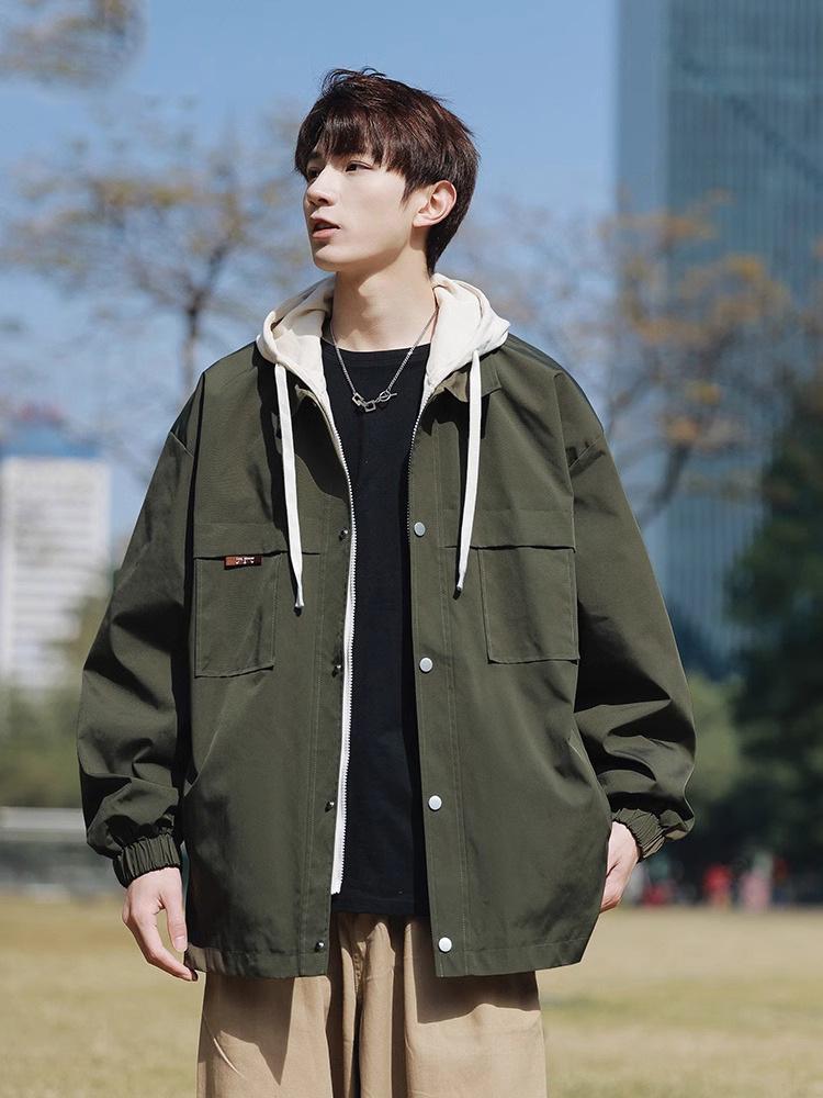 JSEN 2025 Unisex Hooded Mountaineering Jacket - Autumn Wear-Resistant Fake Two-Piece Outdoor Outerwear