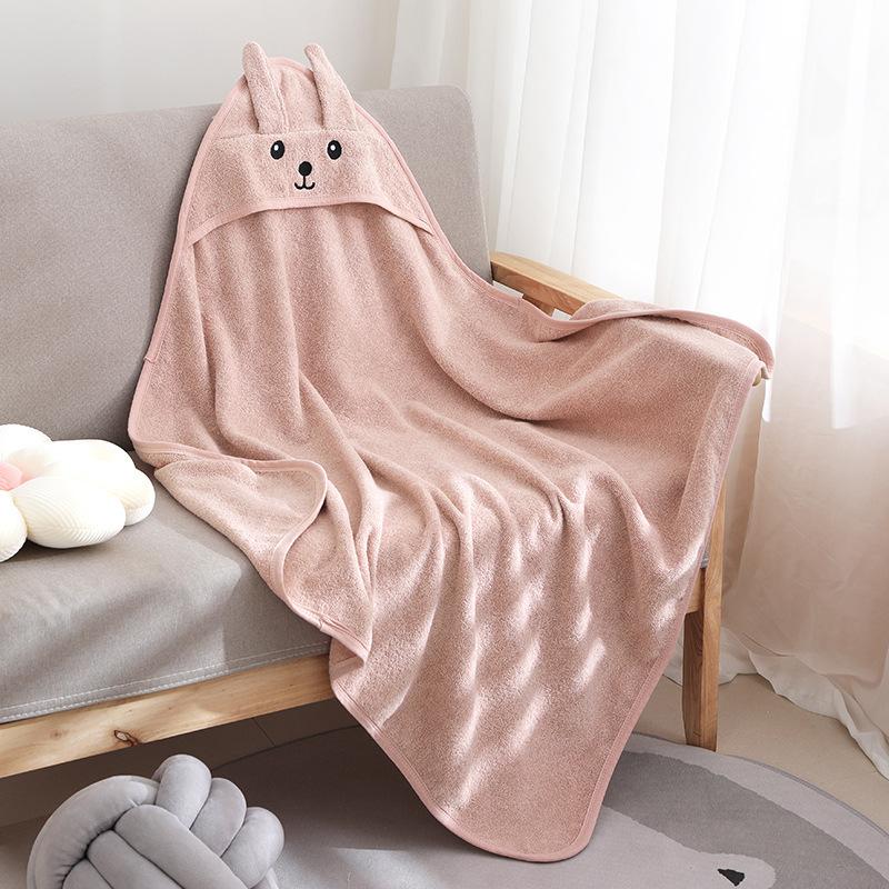 Baby Hooded Poncho Towel  Cotton Class  Bath Cloak with Cartoon Print Super Soft Highly Absorbent for Newborn Infants
