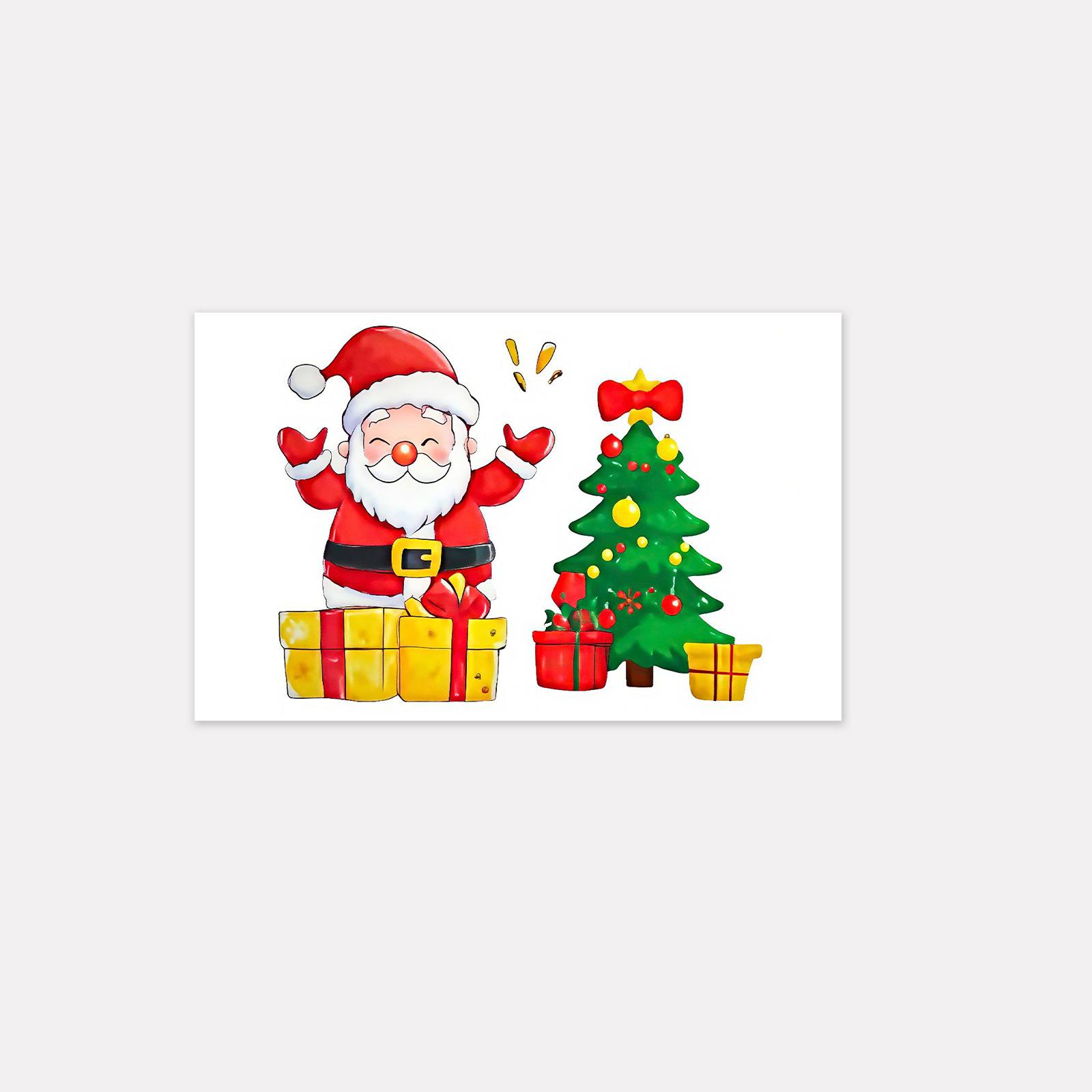 Christmas Cute Cartoon Creative Santa Claus, Christmas Tree Tattoo Stickers 19*12