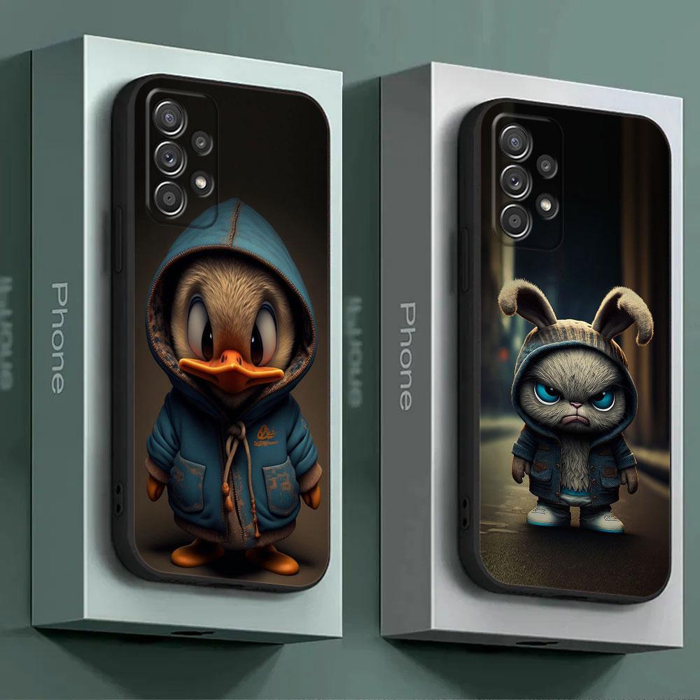 For Samsung Galaxy A56 Tiger Frog Case A54 A52 A53 A36 A34 A35 A33 A32 A50 A72 A73 A26 A25 A16 Monkey Duck Panda Cat Phone Cover