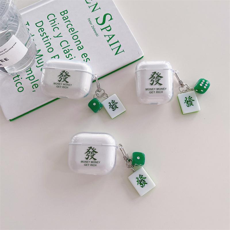 Mahjong Medium Hair for Apple AirPods 4 Generation Pro2 Wireless Bluetooth 1/2/3 Generation Earphone Cover Transparent Soft Case