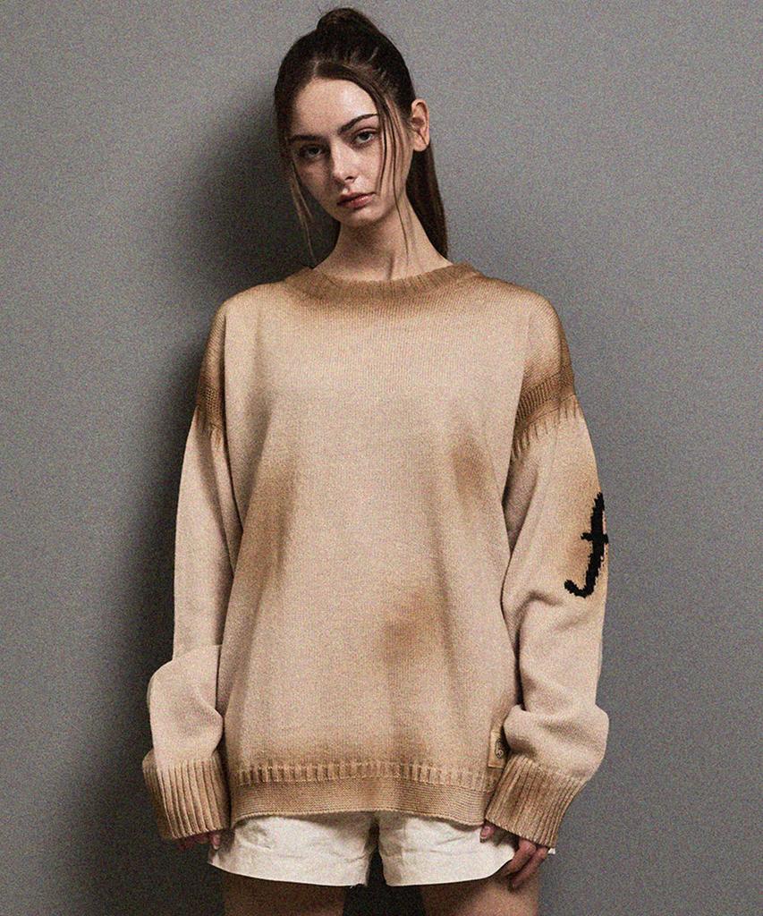 FFEFF STUDIO Vintage Washed Efro Logo Round Pullover (Beige)