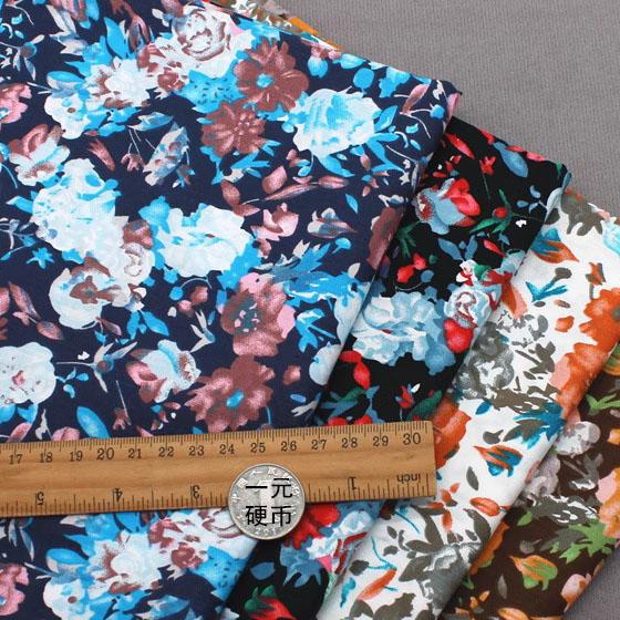 Vintage Sunflower Floral Printed Handmade Sewing Pattern Women Summer Dress Shirt Poplin Cotton Liberty Fabric By the Meters