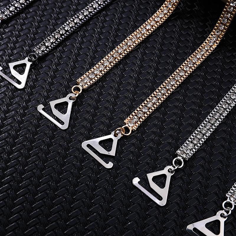 Anti-exposure off-shoulder bra with shoulder strap and neck strap, invisible anti-slip shoulder strap with rhinestone bra strap