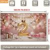2D 2nd Birthday Pink Gold Balloon Backdrop Banner Photo Booth Background