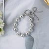 Delicate Keychain with Beaded Bowknot Phone Charm Unique Keyring Bag Pendant for Car Key Wallet Backpack Purse