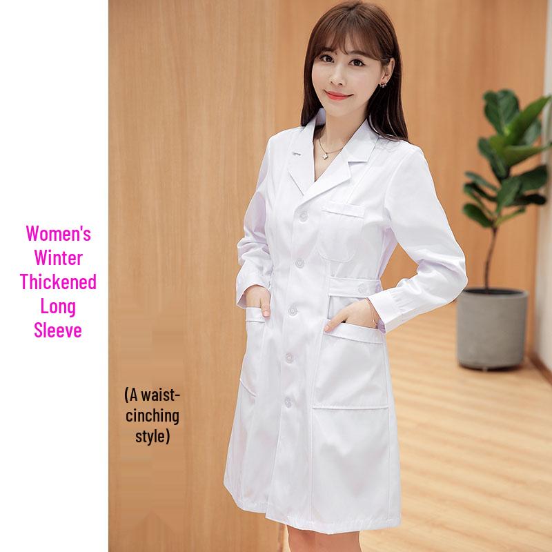Damen Lang- und Kurzarm Weißer Kittel Arbeitskleidung für Ärzte und Krankenschwestern für den Sommer.