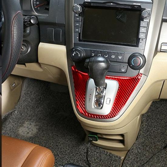 Red Carbon Fiber Gear Shifter Frame Cover Trim For Honda CR-V CRV 2007-2011