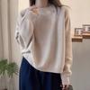 Sweter Damski Zimowy Gruby Ciepły Dzianinowy Jednokolorowy Elastyczny Długi Rękaw Oversize Jumper Top