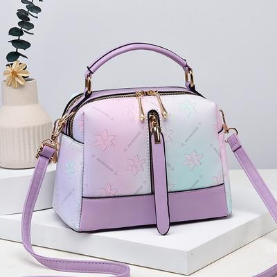 Women's PU Leather Square Crossbody Bag  Multi-zipper Crossbody Small Bag  Ombre Fashion