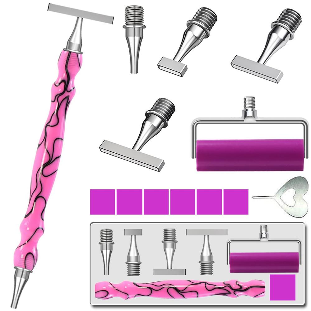 Kit Penna Pittura Diamante da 13 Pezzi con Punte in Acciaio Inossidabile 1 3 6 9 Strumento Ergonomico per Posizionamento Perline per Arte con Strass Fai da Te