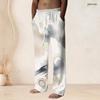 Men S Plus Size Abstract Watercolor Printed Drawstring Waist Straight Leg Full Length Beach Pants With Pockets