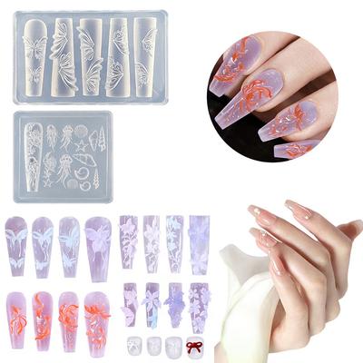 3D Mini Silicone Mold Butterfly Flower Nail Art Decorations Nails DIY Design Flower Shell Nail Mold Stamping Plate Manicure Mold