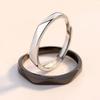 Black Sliver Color Couple Rings Rhombus Adjustable Finger Ring Luxury Lover's Jewelry  Wedding Ring