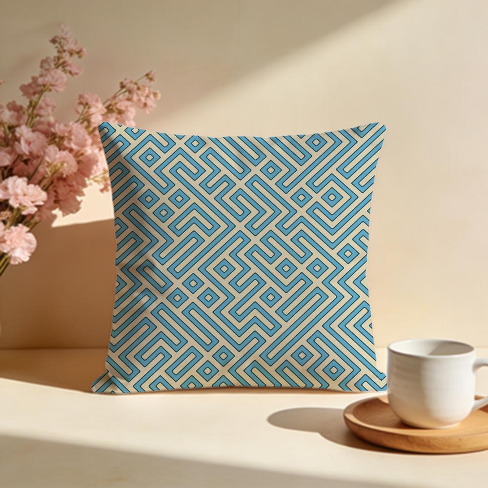 Flowing Meander Pattern Cushion Cover Soft Pillow Cases for Home Bedroom Living Room Sofa