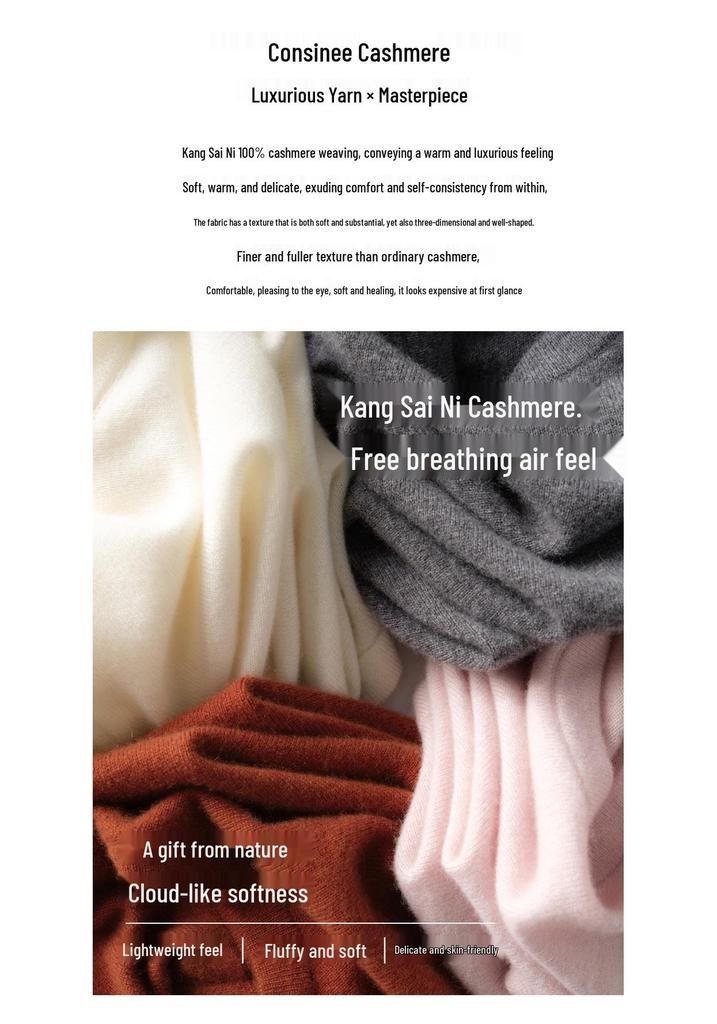 Women's 100% Pure Cashmere Loose Fit Round Neck Sweater - Simple, Versatile, Solid Color Fashion.