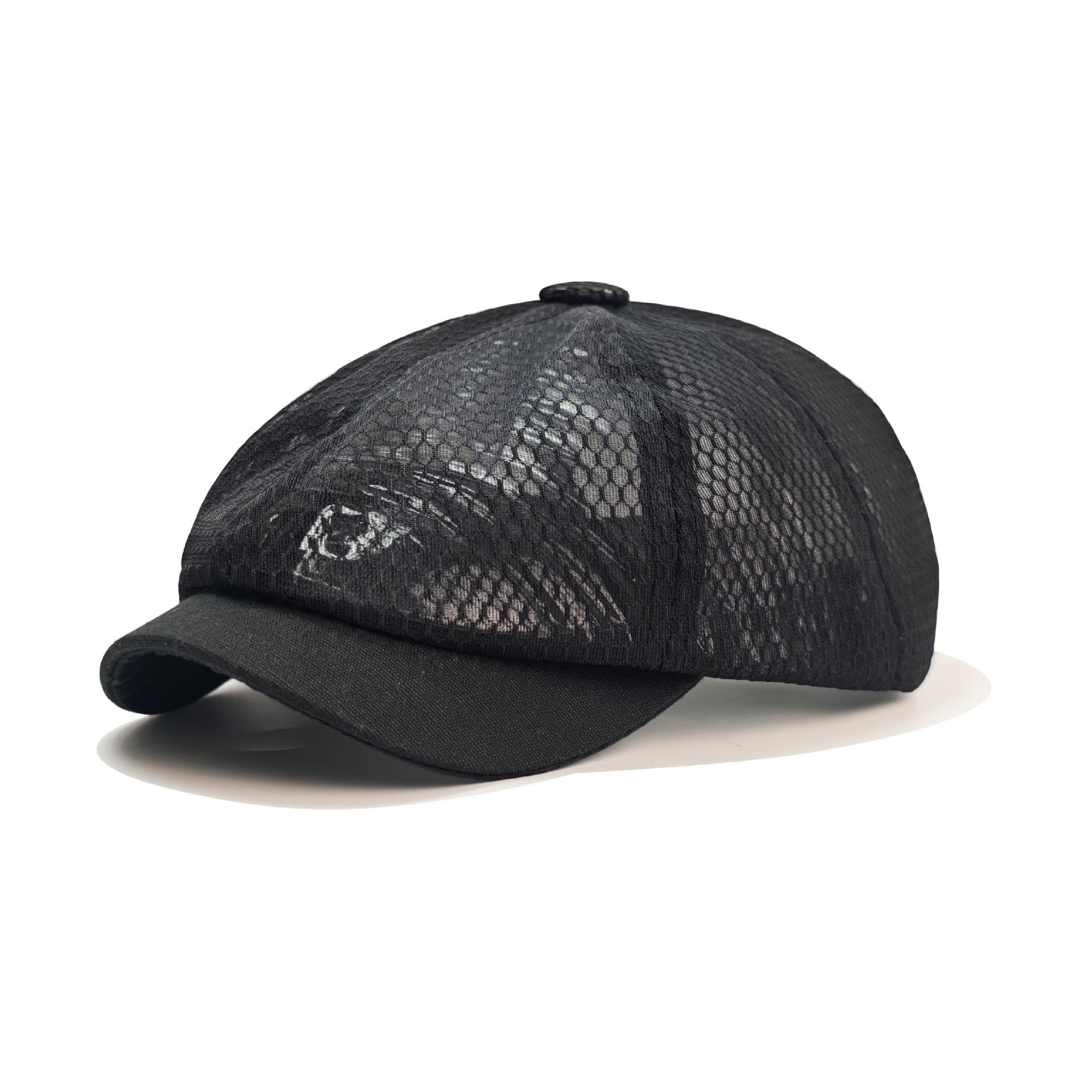 

JYL TS DIY Mesh Octagonal Cap Newsboy Cap Summer Hat Polyester black_ celadon зелений колір