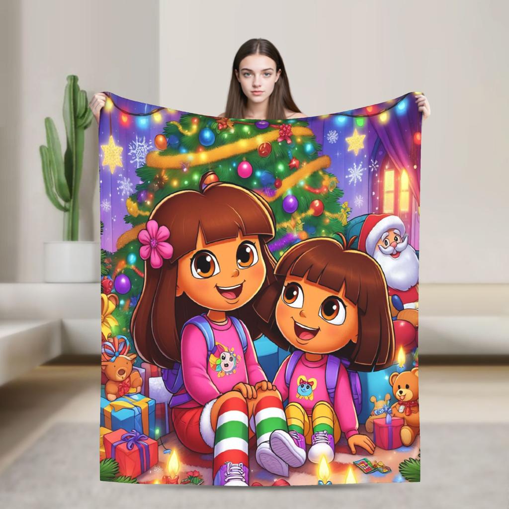 Doras The Explorer Blankets Soft Warm Street Trend Plush Throw Blanket For Couch Bed Picnic Flannel Bedspread Bed Cover